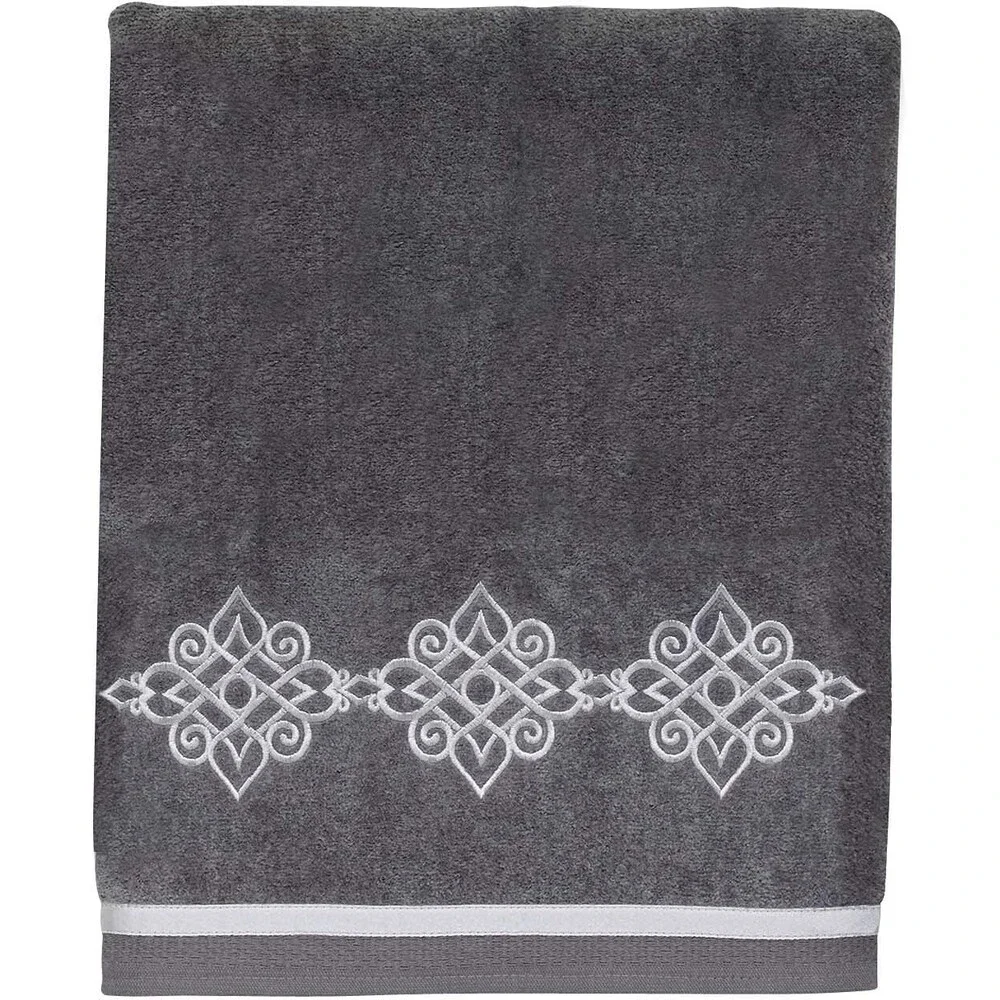 Avanti Riverview Bath Towels Nickle Gray Embroidered Bathroom 27x50 Set of 2